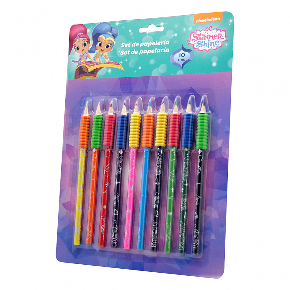 Set papelería 10 lápices de color Shimmer y Shine